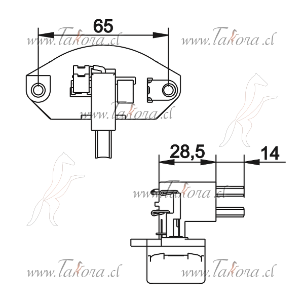 Repuestos de autos: Regulador de Voltaje, Tension 28Volts, 55amperes, ...
Nro. de Referencia: GA-018CH